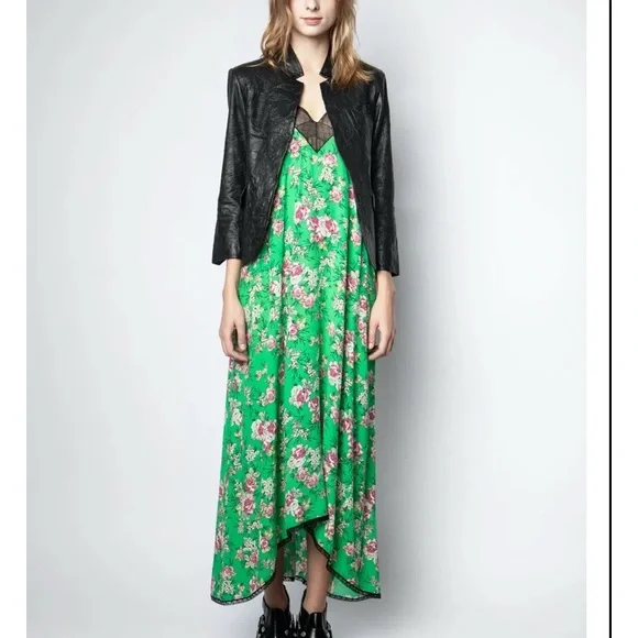 Zadig & Voltaire Vibrant Green Floral Midi Dress - Picture 4 of 5